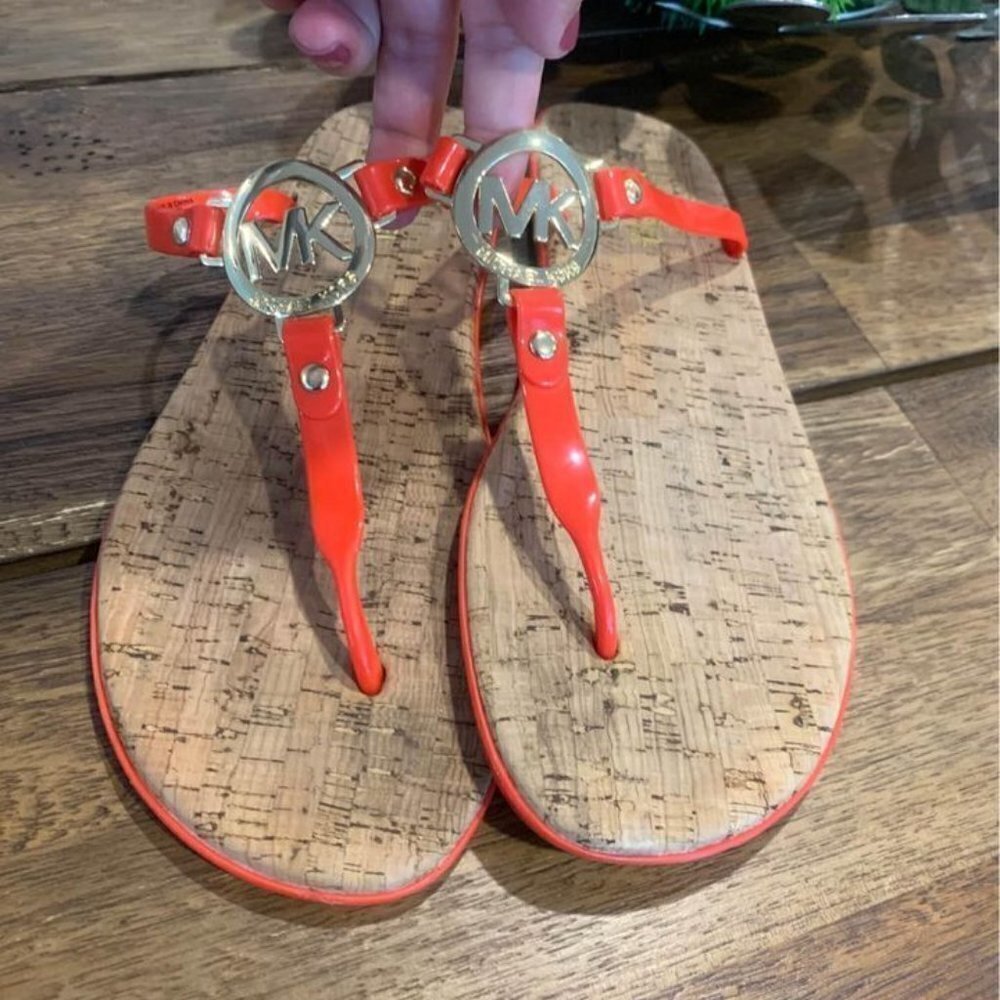 𝅺michael KORS sandals. Orange/cork footbed. Size 10. New condition.